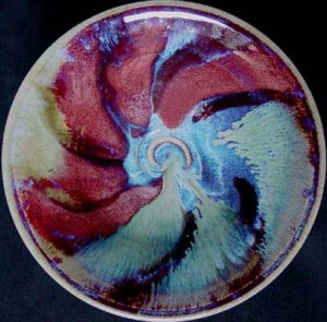 bowl, wood ash and copper glaze wood ash and copper glaze